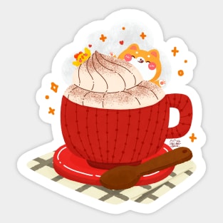 Shiba Inu Coffee Time Sticker